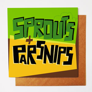 Sprouts Parsnips greetings card